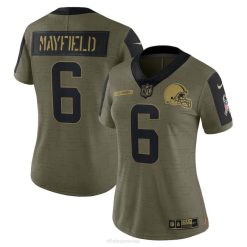 NFL Frauen Cleveland Browns Baker Mayfield Nike Olive 2021 Salute to Service Limited Spielertrikot 4R0Z3473 Kleidung