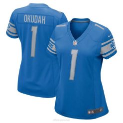 NFL Frauen Detroit Lions Jeff Okudah Nike blaues Spieltrikot 4R0Z5537 Kleidung