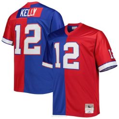 NFL Männer Buffalo Bills Jim Kelly Mitchell & Ness Royal/Red Big & Tall Split Legacy Spieler-Replika-Trikot im Ruhestand 4R0Z3081 Kleidung
