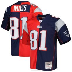 NFL Männer New England Patriots Randy Moss Mitchell & Ness Navy/Rot 2007 Split Legacy Replika-Trikot 4R0Z1201 Kleidung