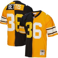 NFL Männer Pittsburgh Steelers Jerome Bettis Mitchell & Ness Schwarz/Gold 1996 Split Legacy Replika-Trikot 4R0Z837 Kleidung