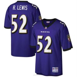 NFL Männer Replika-Trikot der Baltimore Ravens Ray Lewis Mitchell & Ness Lila Big & Tall 2000 Spieler im Ruhestand 4R0Z1727 Kleidung