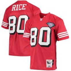 NFL Männer San Francisco 49ers Jerry Rice Mitchell & Ness Scarlet 1994 Authentisches Spielertrikot im Ruhestand 4R0Z671 Kleidung